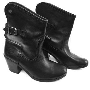 Harley Davidson Black Leather Heeled Boots Size 6